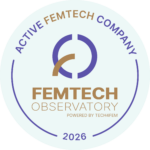 Certificación Active FemTech Company 2026 de FemTech Observatory, reconocimiento a la innovación en FemTech, salud femenina, fertilidad y tecnología para la mujer.