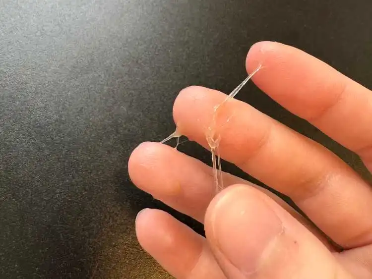 Moco cervical transparente y elástico en el día 22 del ciclo
